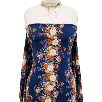 DP-109-NOHELIA-NAVY-MUSTARD - PRINTED NOHELIA 96%POLY 4%SPANDEX
