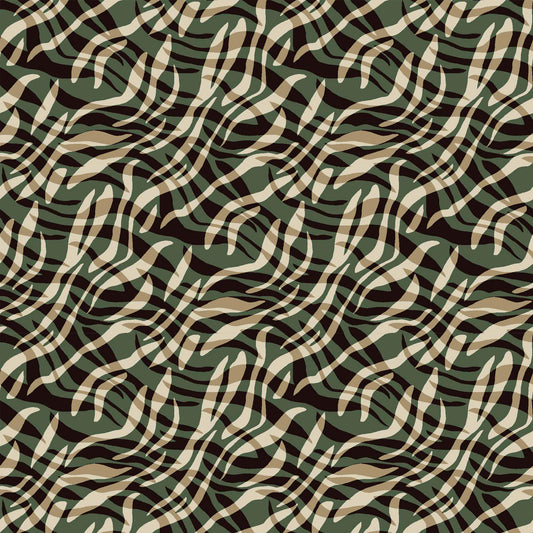 DP-1093-504-ARMY-GREEN-TAUPE - PRINTED WOOL DOBBY 100% POLYESTER