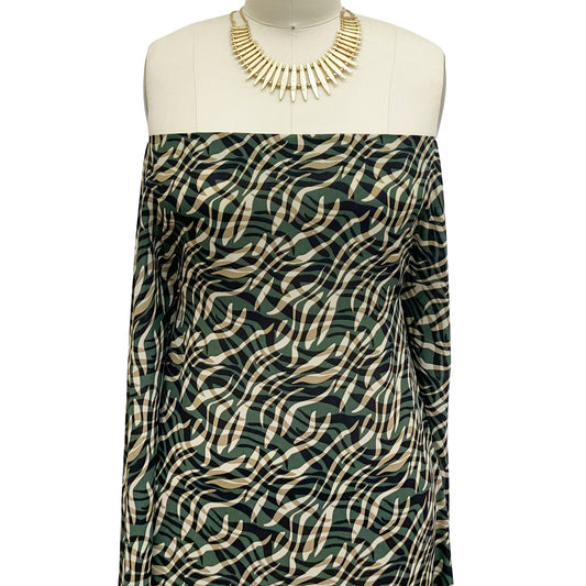 DP-1093-504-ARMY-GREEN-TAUPE - PRINTED WOOL DOBBY 100% POLYESTER