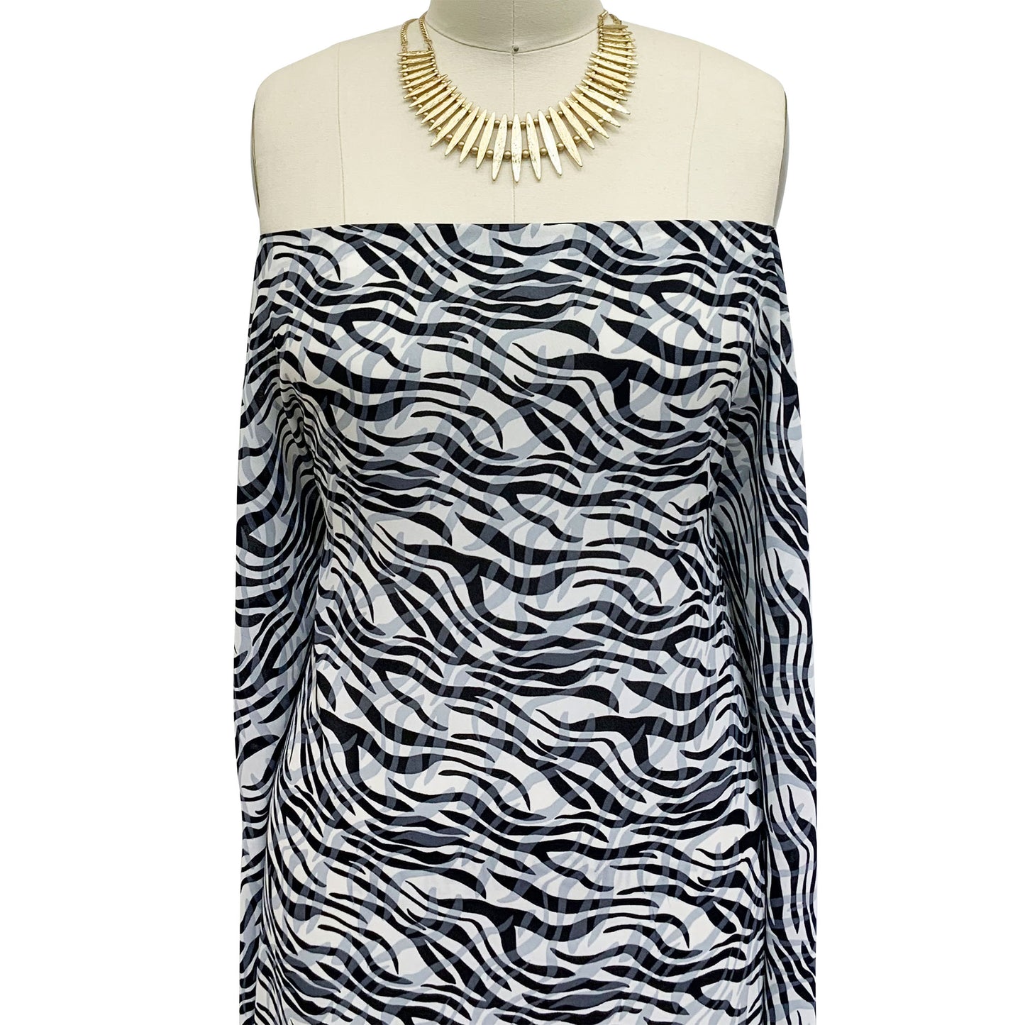 DP-1093-504-OFFWHITE-BLACK - PRINTED WOOL DOBBY 100% POLYESTER