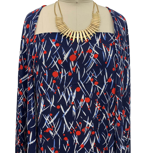 DP-1112-504-NAVY-RED - PRINTED WOOL DOBBY 100% POLYESTER