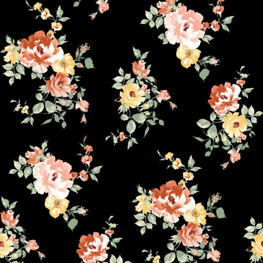 DP-112-412-B-BLACK-PAPAYA - PRINTED TECHNO 92% POLY 8% SPANDEX