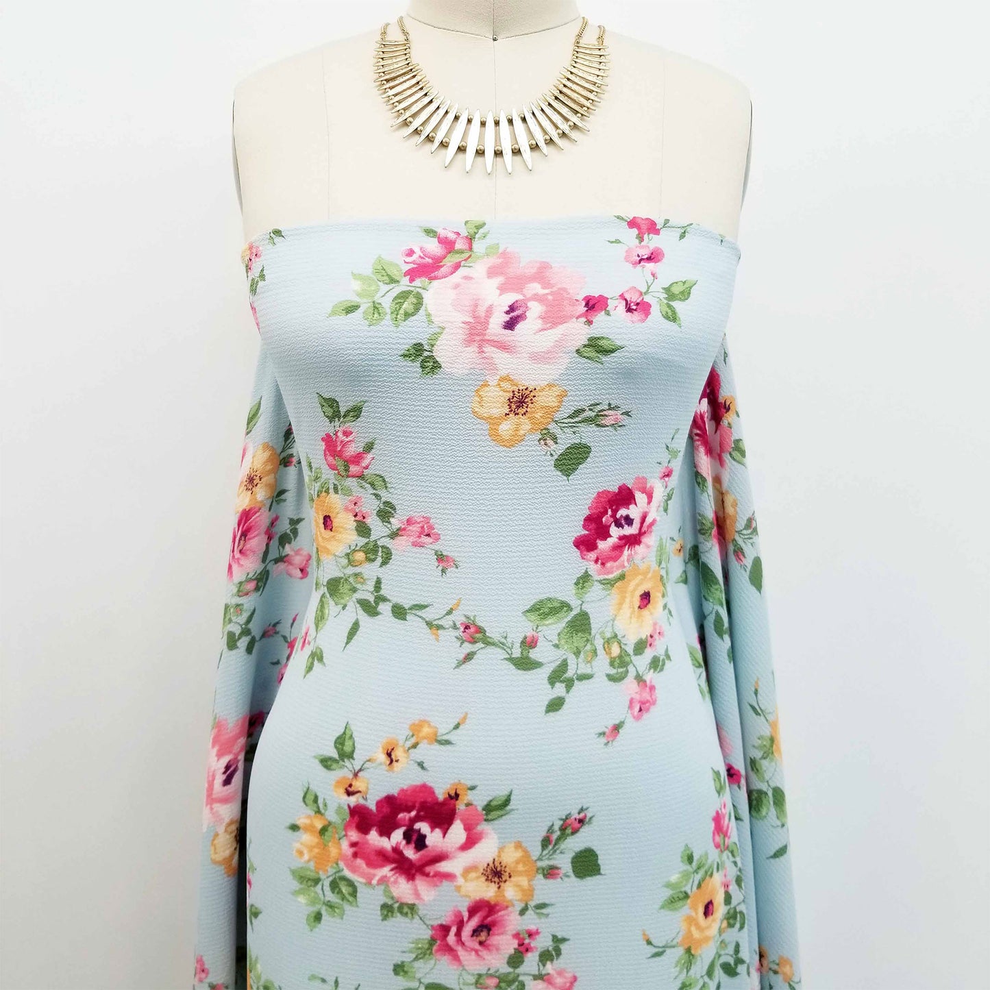 DP-112-B-586-PALE-BLUE-PEACH - PRINTED CREPE CHIFFON 97% POLY 3% SPANDEX