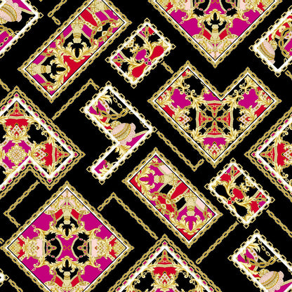 DP-1126-703-BLACK-FUCHSIA - PRINTED TWIST CREPE 92% POLY 8% SPANDEX