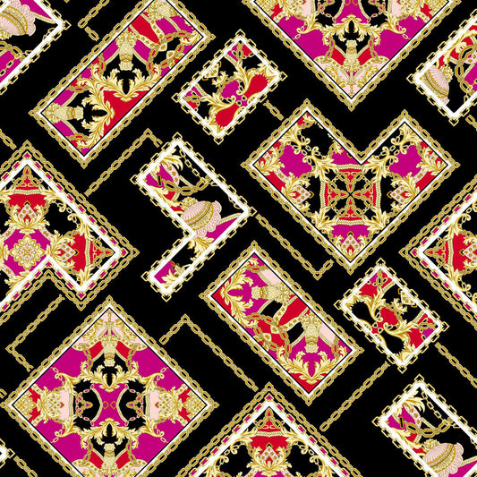 DP-1126-703-BLACK-FUCHSIA - PRINTED TWIST CREPE 92% POLY 8% SPANDEX