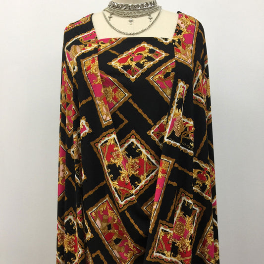 DP-1126-703-BLACK-FUCHSIA - PRINTED TWIST CREPE 92% POLY 8% SPANDEX