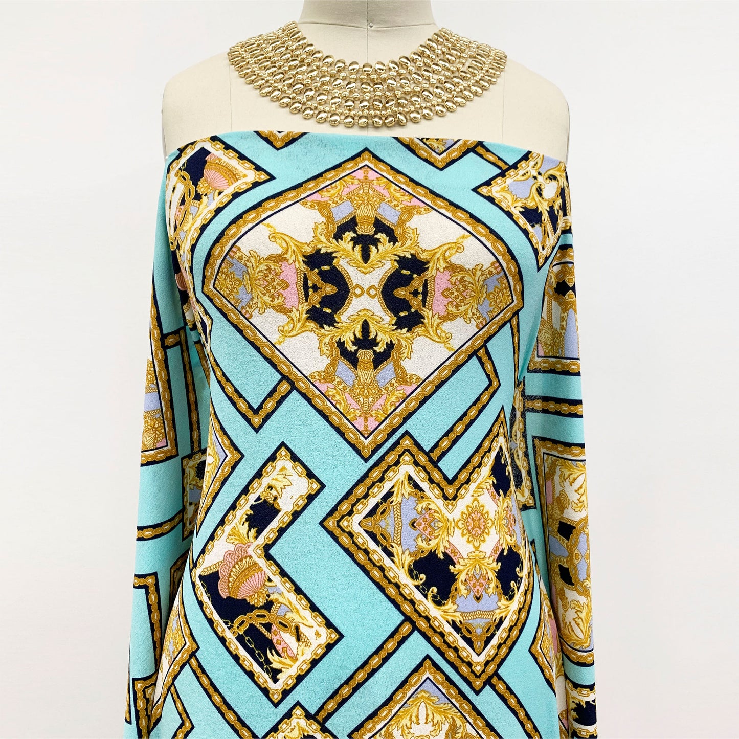 DP-1126-703-MINT-PERI - PRINTED TWIST CREPE 92% POLY 8% SPANDEX