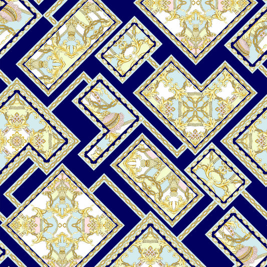 DP-1126-703-NAVY-MINT - PRINTED TWIST CREPE 92% POLY 8% SPANDEX