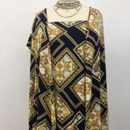 DP-1126-703-NAVY-MINT - PRINTED TWIST CREPE 92% POLY 8% SPANDEX