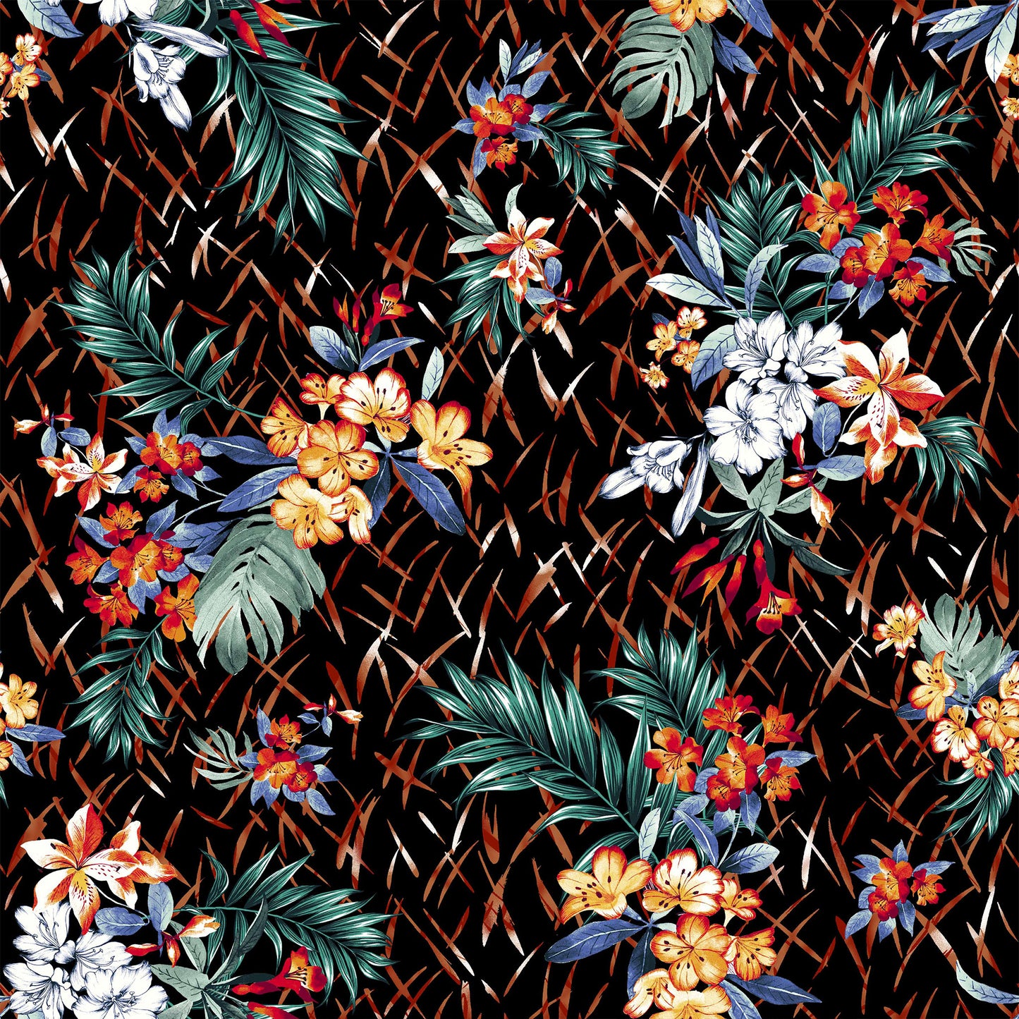 DP-1143-504-BLACK-RUST - PRINTED WOOL DOBBY 100% POLYESTER