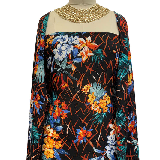 DP-1143-504-BLACK-RUST - PRINTED WOOL DOBBY 100% POLYESTER