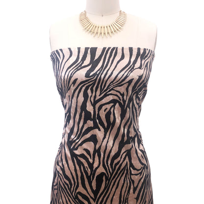 DP-1145-713-BLACK-TAN - PRINTED ICE VELVET 95% POLY 5% SPANDEX