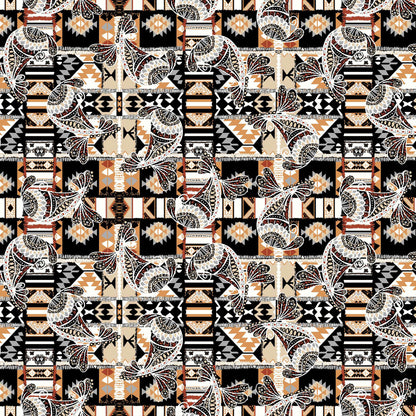 DP-1159-756-HC-BLACK-GOLD - PRINTED HACCI BRUSHED 97% POLY 3% SPANDEX