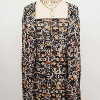 DP-1159-756-HC-BLACK-GOLD - PRINTED HACCI BRUSHED 97% POLY 3% SPANDEX