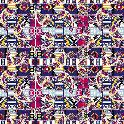 DP-1159-756-HC-NAVY-RED - PRINTED HACCI BRUSHED 97% POLY 3% SPANDEX