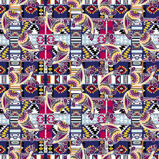 DP-1159-756-HC-NAVY-RED - PRINTED HACCI BRUSHED 97% POLY 3% SPANDEX