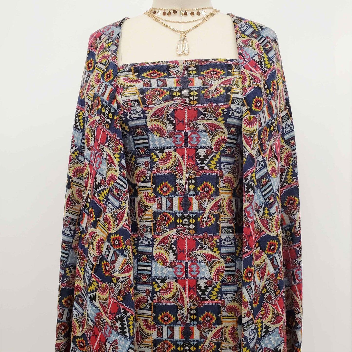 DP-1159-756-HC-NAVY-RED - PRINTED HACCI BRUSHED 97% POLY 3% SPANDEX