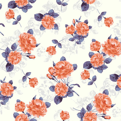 DP-116-502-OFFWHITE-PEACH - PRINTED 100% POLY CHELSEA CHIFFON