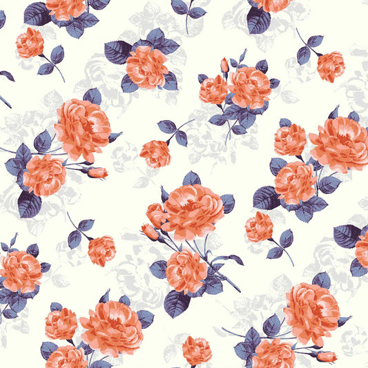 DP-116-502-OFFWHITE-PEACH - PRINTED 100% POLY CHELSEA CHIFFON