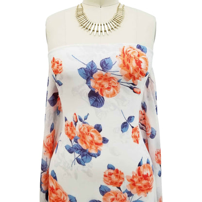 DP-116-502-OFFWHITE-PEACH - PRINTED 100% POLY CHELSEA CHIFFON