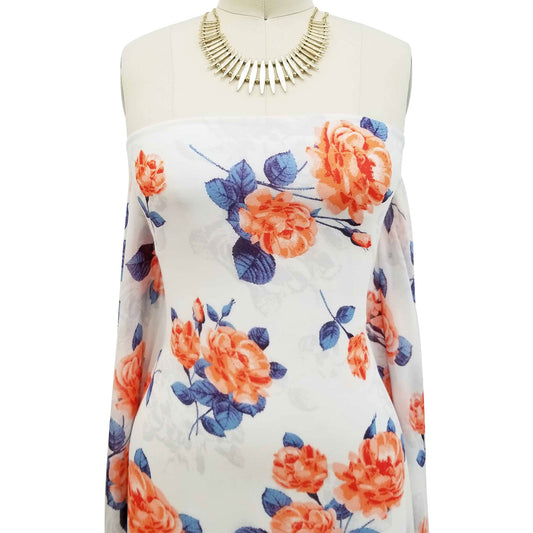 DP-116-502-OFFWHITE-PEACH - PRINTED 100% POLY CHELSEA CHIFFON