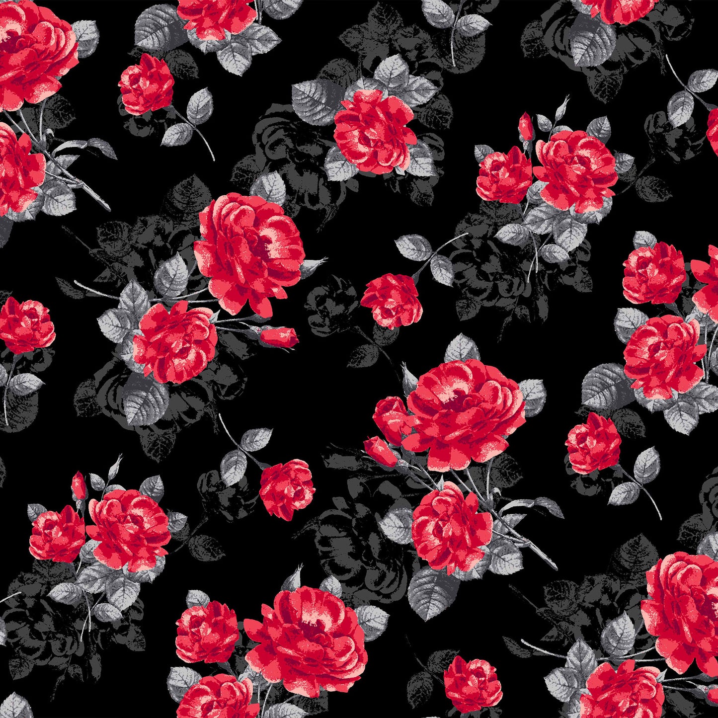 DP-116-586-BLACK-RED - PRINTED CREPE CHIFFON 97% POLY 3% SPANDEX