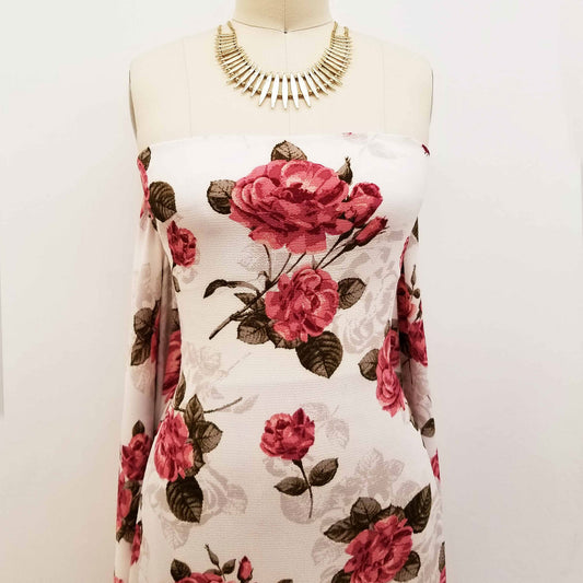 DP-116-586-OFFWHITE-MAUVE - PRINTED CREPE CHIFFON 97% POLY 3% SPANDEX