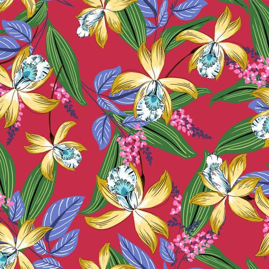 DP-1182-668-RED-BANANA - PRINTED DTY 92% POLY 8% SPANDEX DTY DOUBLE SIDED BRUSH