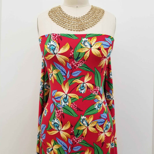 DP-1182-668-RED-BANANA - PRINTED DTY 92% POLY 8% SPANDEX DTY DOUBLE SIDED BRUSH