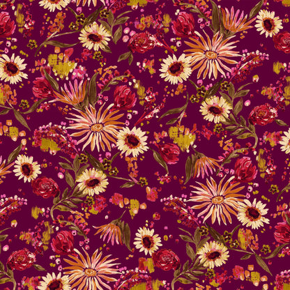 DP-1187-756-HC-BURGUNDY-ORANGE-MUSTARD - PRINTED HACCI BRUSHED 97% POLY 3% SPANDEX