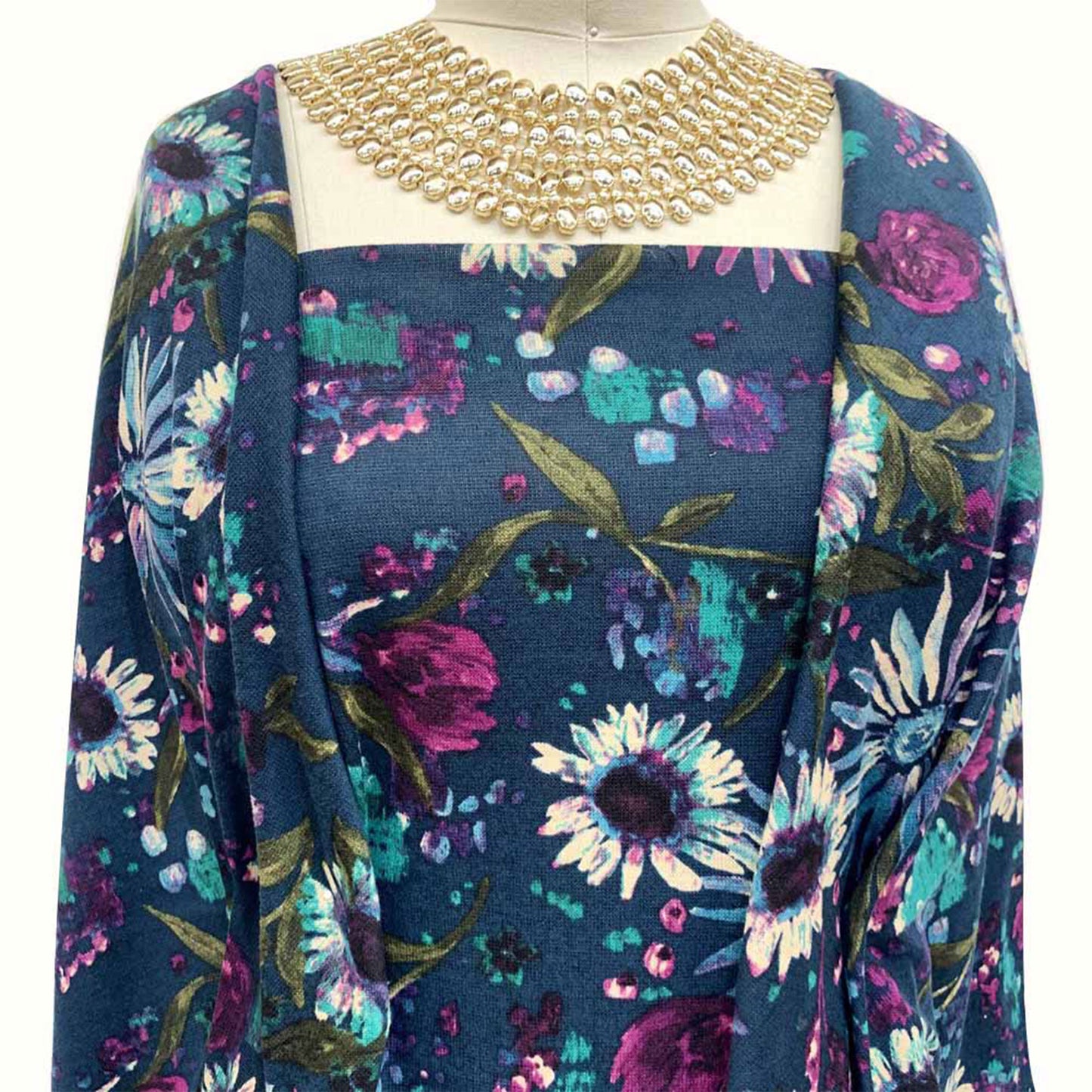 DP-1187-756-HC-TEAL-TURQUOISE-BERRY - PRINTED HACCI BRUSHED 97% POLY 3% SPANDEX