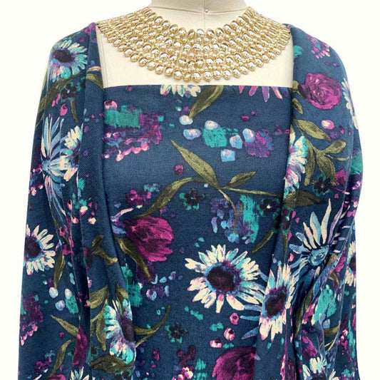 DP-1187-756-HC-TEAL-TURQUOISE-BERRY - PRINTED HACCI BRUSHED 97% POLY 3% SPANDEX