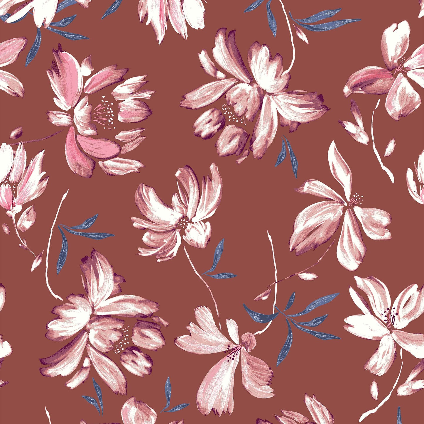 DP-119-504-MARSALA-DUSTY-ROSE - PRINTED WOOL DOBBY 100% POLYESTER