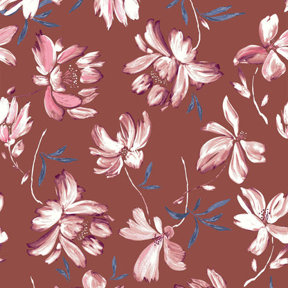 DP-119-504-MARSALA-DUSTY-ROSE - PRINTED WOOL DOBBY 100% POLYESTER