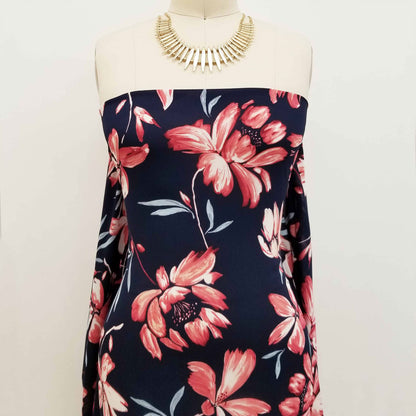 DP-119-504-NAVY-MARSALA - PRINTED WOOL DOBBY 100% POLYESTER