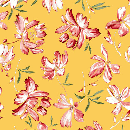 DP-119-C-586-GOLD-GUAVA - PRINTED CREPE CHIFFON 97% POLY 3% SPANDEX