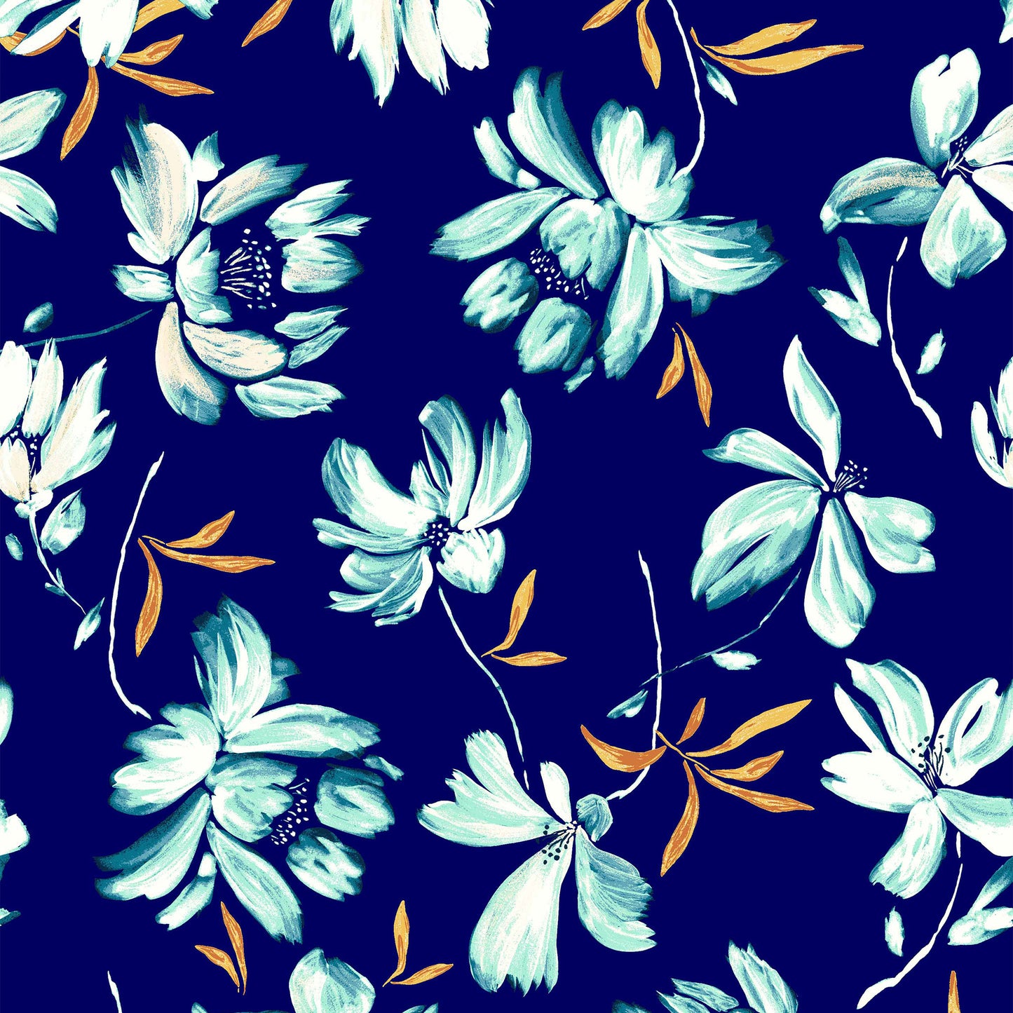 DP-119-C-586-NAVY-MINT - PRINTED CREPE CHIFFON 97% POLY 3% SPANDEX