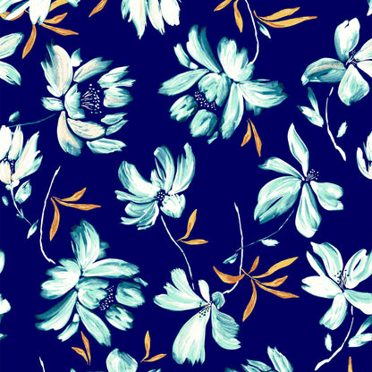 DP-119-C-586-NAVY-MINT - PRINTED CREPE CHIFFON 97% POLY 3% SPANDEX