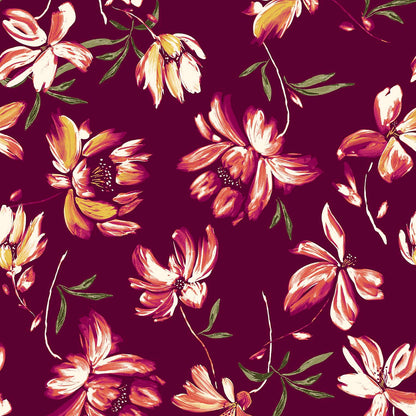 DP-119-C-754-BURGUNDY-CORAL - PRINTED POLY MOROCCAN 100% POLY