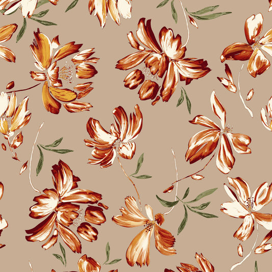 DP-119-C-754-LATTE-MANGO - PRINTED POLY MOROCCAN 100% POLY