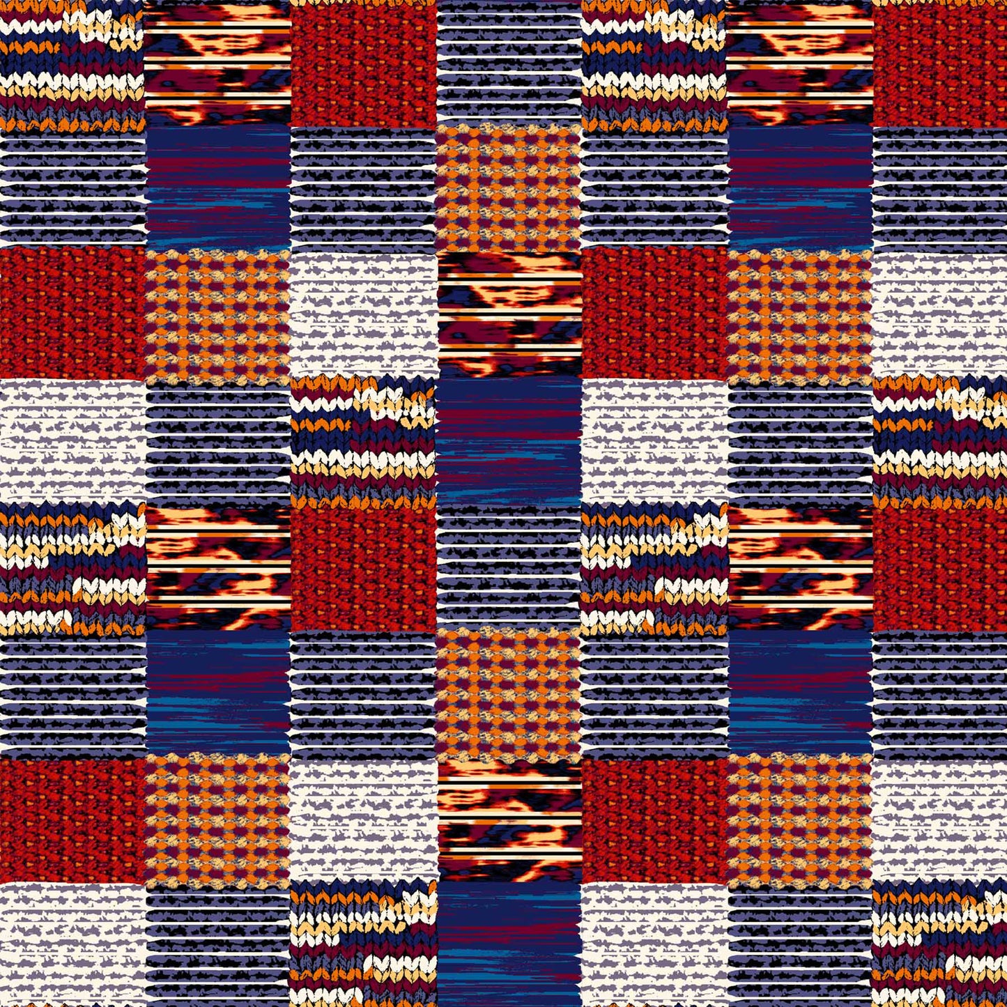 DP-1192-756-HC-DENIM-RED-OCHRE - PRINTED HACCI BRUSHED 97% POLY 3% SPANDEX