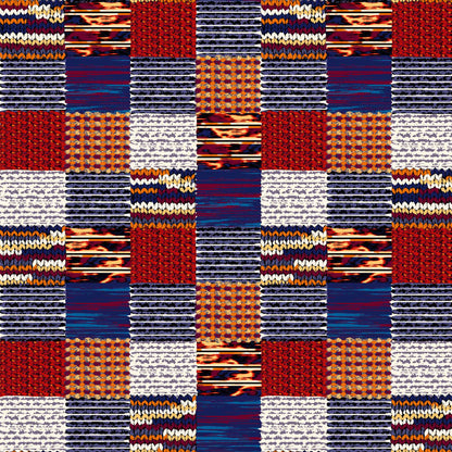 DP-1192-756-HC-DENIM-RED-OCHRE - PRINTED HACCI BRUSHED 97% POLY 3% SPANDEX