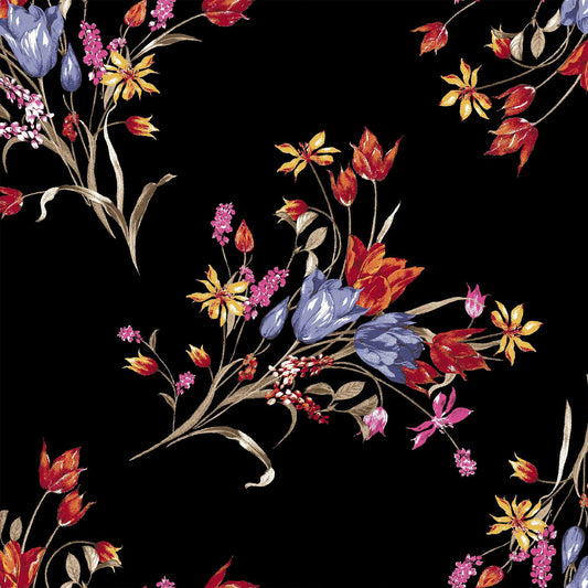 DP-1194-754-BLACK-ORANGE - PRINTED POLY MOROCCAN 100% POLY