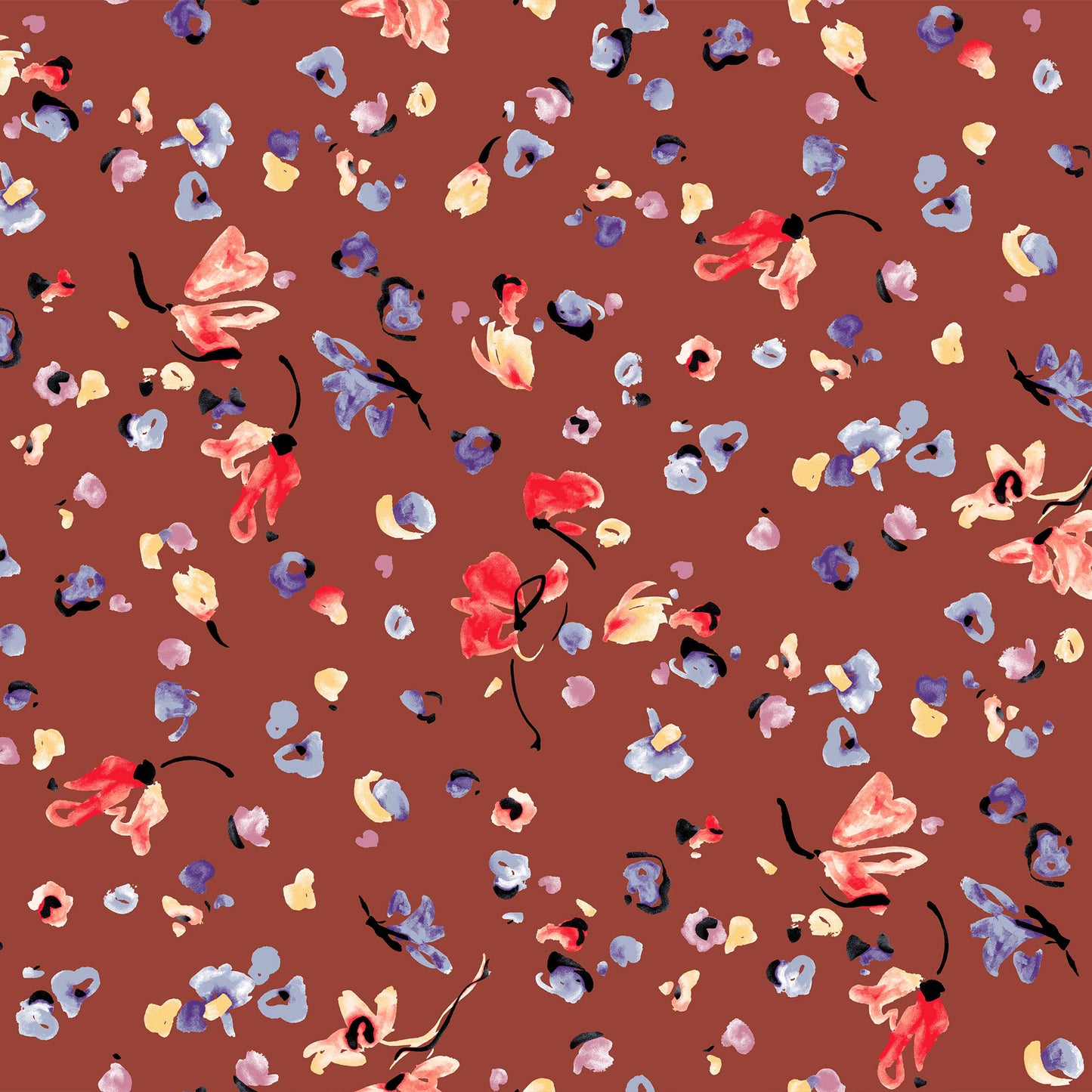 DP-1201-504-CINNABAR-GRAPE-PEACH - PRINTED WOOL DOBBY 100% POLYESTER