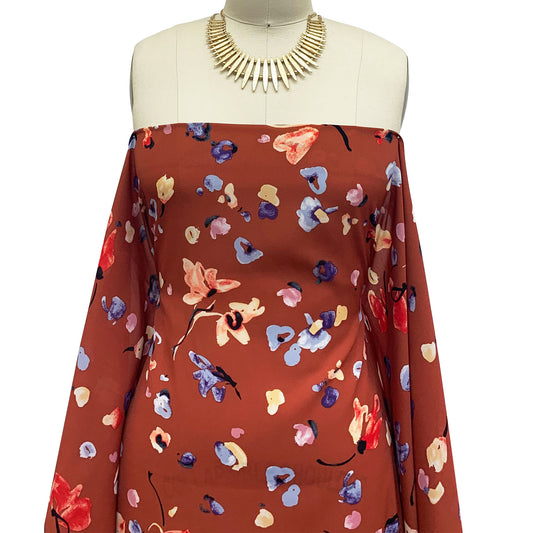 DP-1201-504-CINNABAR-GRAPE-PEACH - PRINTED WOOL DOBBY 100% POLYESTER