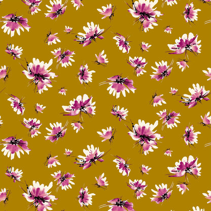 DP-1210-504-HONEY-MUSTARD-FUCHSIA-PINK - PRINTED WOOL DOBBY 100% POLYESTER