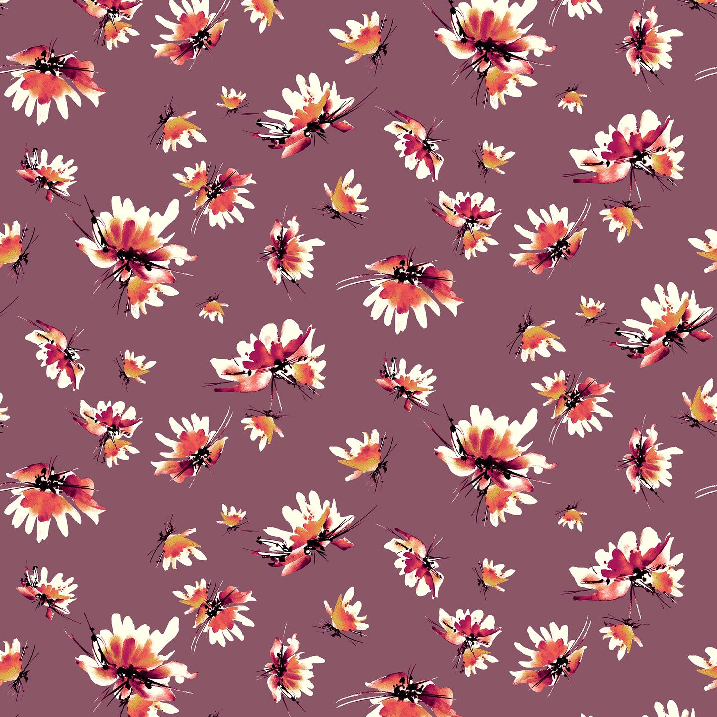 DP-1210-504-MAUVE-CORAL-YELLOW - PRINTED WOOL DOBBY 100% POLYESTER