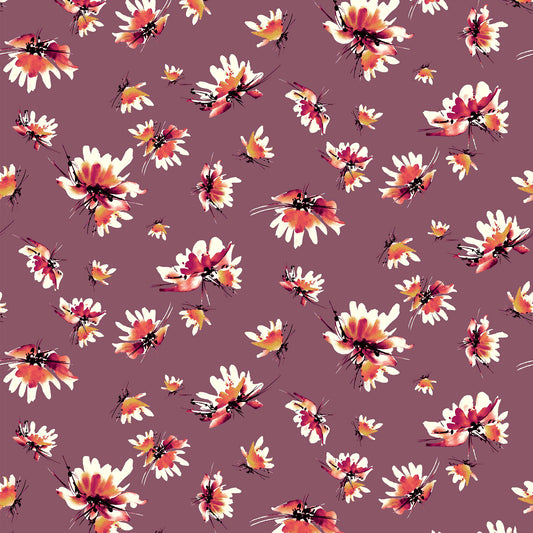 DP-1210-504-MAUVE-CORAL-YELLOW - PRINTED WOOL DOBBY 100% POLYESTER