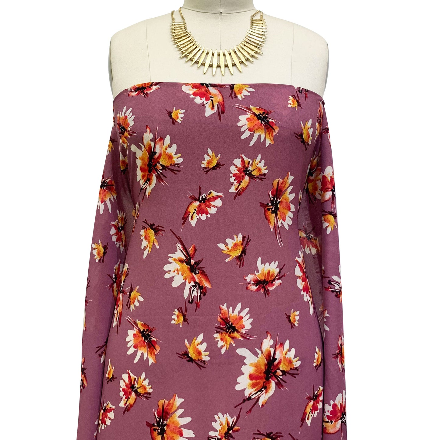 DP-1210-504-MAUVE-CORAL-YELLOW - PRINTED WOOL DOBBY 100% POLYESTER