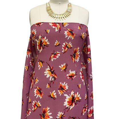 DP-1210-504-MAUVE-CORAL-YELLOW - PRINTED WOOL DOBBY 100% POLYESTER